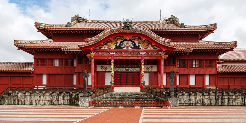 The vibrant and historical imperial palace of Shuri Castle in Okinawa Prefecture, Japan