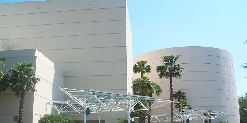 Orlando science center complex with its unique white structure buildings and palm trees
Viewers of this file can see comments and suggestions