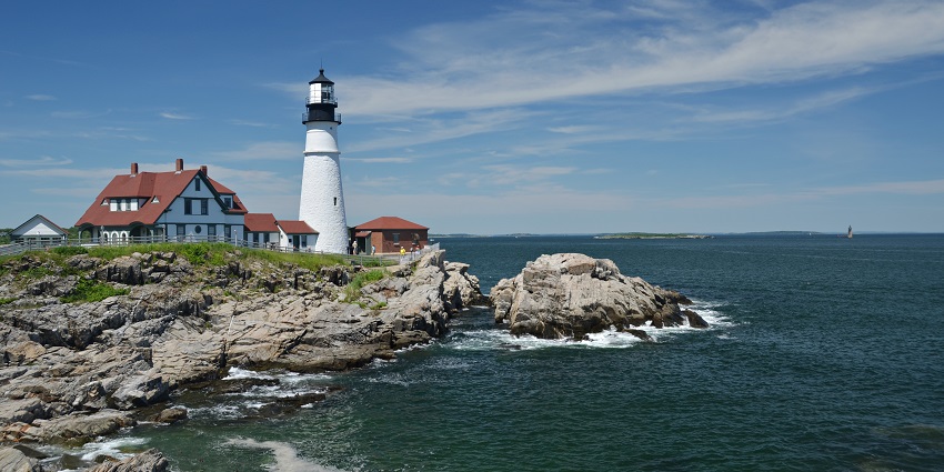 The Portland Head Lighthouse in Cape Elizabeth near Portland, Maine.
