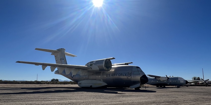 Aircraft displayed at the Pima Air And Space Museum, with various planes and exhibits.
