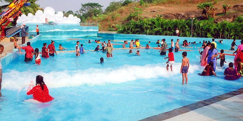 A thrilling wave pool ride at the Asansol Water Park.