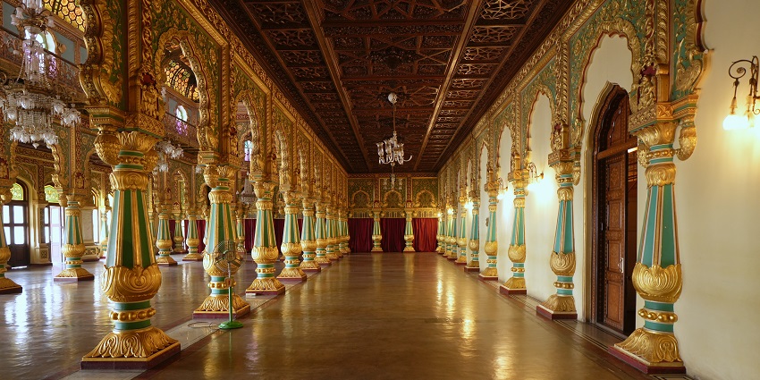 Private Durbar Hall in Mysuru Palace in Karnataka, India.