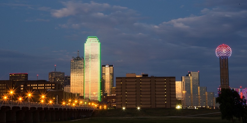 Snapshot of the city skyscraper in the idyllic south city of Dallas in Texas