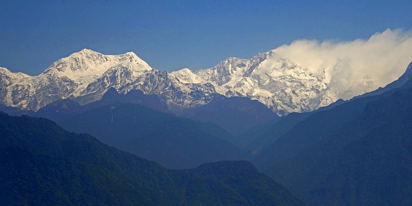 Mt. Kanchenjunga, along with other majestic peaks at Pelling, West Sikkim.
