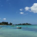 The beautiful view of Pereybere Beach in Mauritius where you can try water activities.