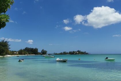 The beautiful view of Pereybere Beach in Mauritius where you can try water activities.