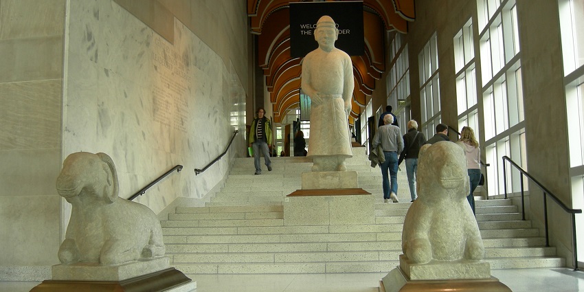 A view of the permanent collection of the museum-works of art from different countries.