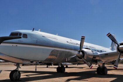 Exterior view of the Pima Air and Space Museum, showcasing various aircraft on display.