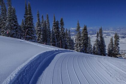 View of the snow covered peaks of Steamboat springs, one of the must places to visit in Colorado in December