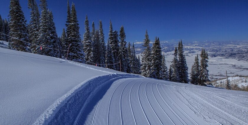 View of the snow covered peaks of Steamboat springs, one of the must places to visit in Colorado in December