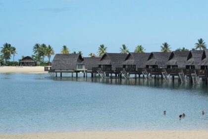 An Island is surrounded by pristine blue water - place to visit in Fiji