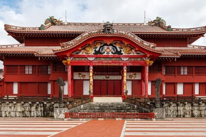 Places to visit in Japan during October, such as Shuri Castle, showcase vibrant autumn colours and historical beauty.