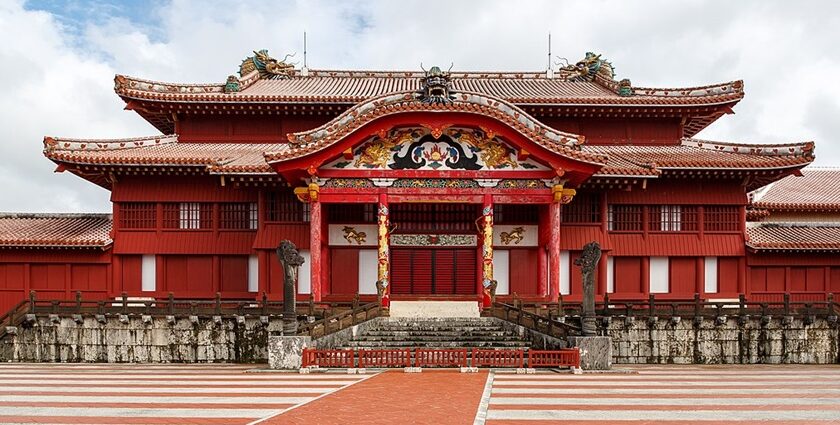 Places to visit in Japan during October, such as Shuri Castle, showcase vibrant autumn colours and historical beauty.