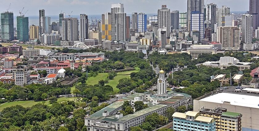 Aerial view of the capital city offering a look at the places to visit in Manila.