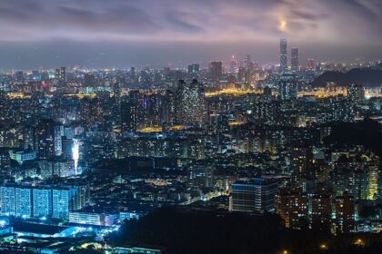 The aerial view of the city of Tapei, one of the popular places to visit in Taiwan in January