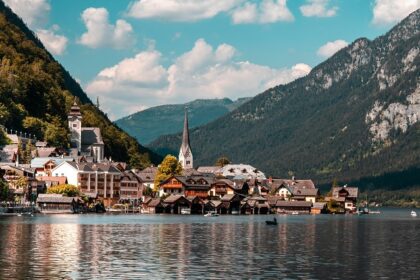 A beautiful scenic view of Austria in the winter making it look chilling and calming.