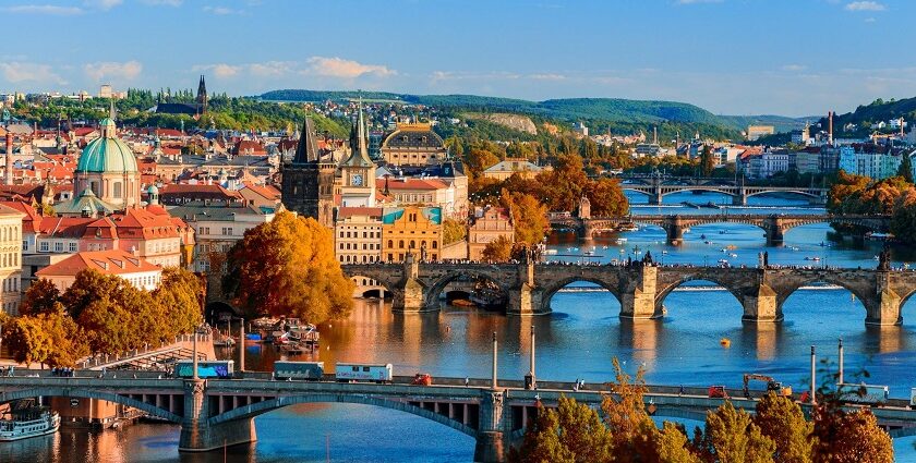 Panoramic view of Prague featuring iconic landmarks, a must-see among places to visit in Prague.