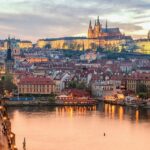 A picture of the stunning night skyline showcasing the Prague nightlife across the city.