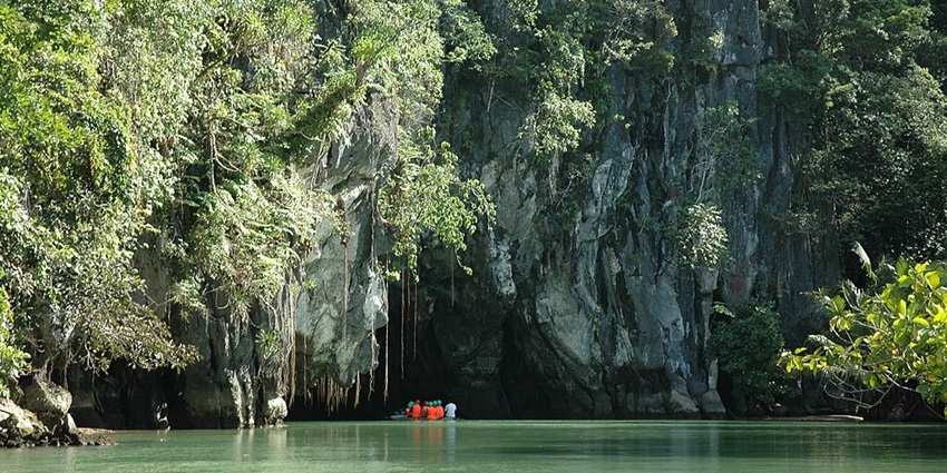 An underground river with breathtaking caves and unique rock formations