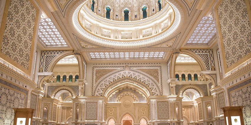 Magnificent presidential palace celebrating UAE's heritage and cultural achievements.