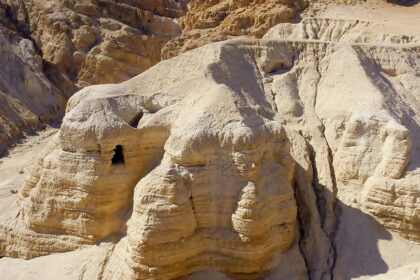 Ancient Qumran Caves, site of Dead Sea Scrolls discovery.