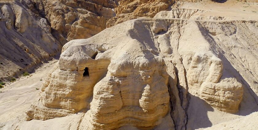 Ancient Qumran Caves, site of Dead Sea Scrolls discovery.