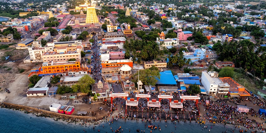 Aerial view of the historic temple with stunning architecture and spiritual significance.