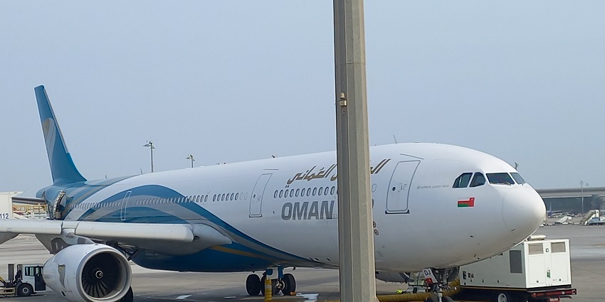 A glimpse of a plane at the Coastal airport located near Ras al Hadd in Oman.