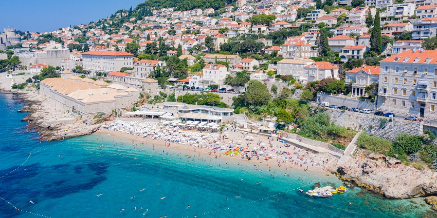 A picture of Banje Beach offers a perfect spot for picturesque sights of the historic city.