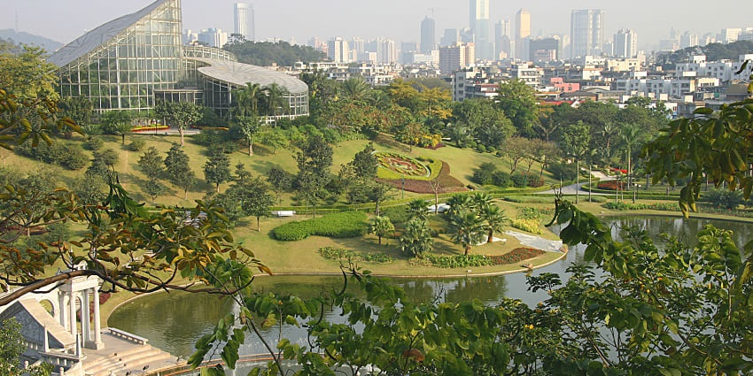 Panoramic image of the beautiful botanical Yuntai garden