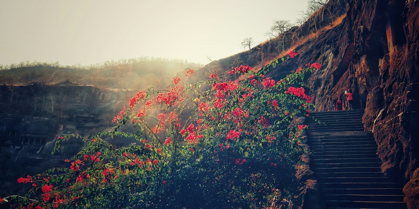 Enjoy the view of the Ajanta Temple that is located amongst lush landscapes and valleys