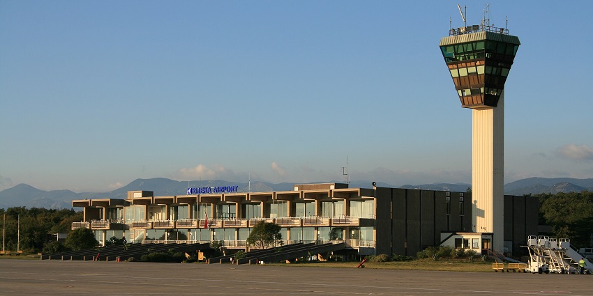 A view of the terminal building at Rijeka Airport, one of the primary airports in Croatia.