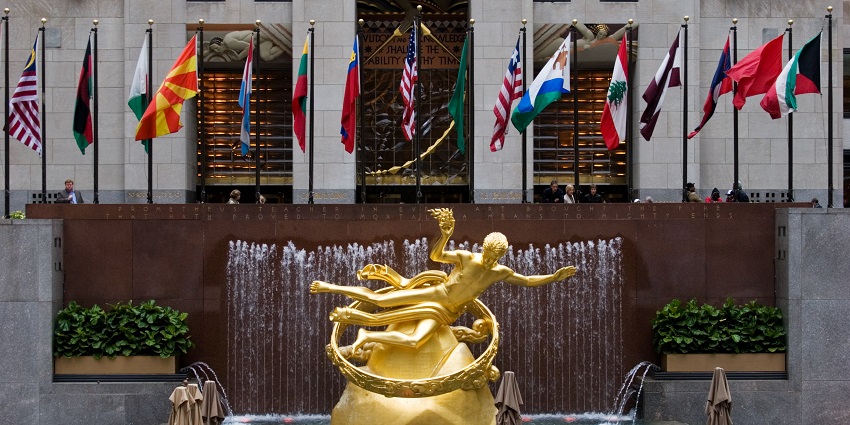 An image of the Prometheus statue at Rockefeller Center, an attraction near the Met Museum.