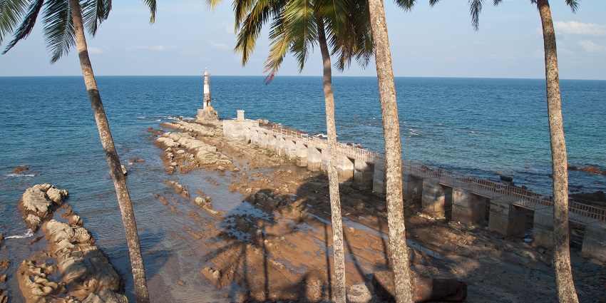 Ruins of the British-made Ross Island Penal Colony built in 1858 to jail people involved in the 1857 revolt
