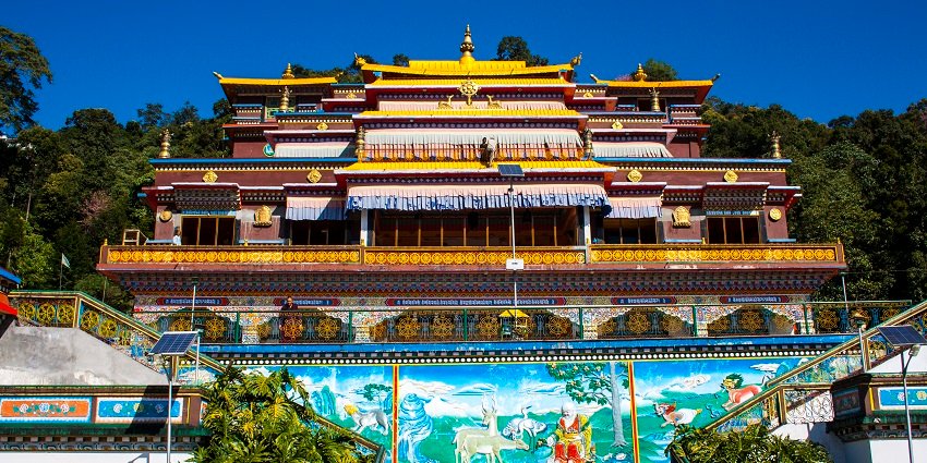 The monastery has vibrant architecture and spiritual significance.