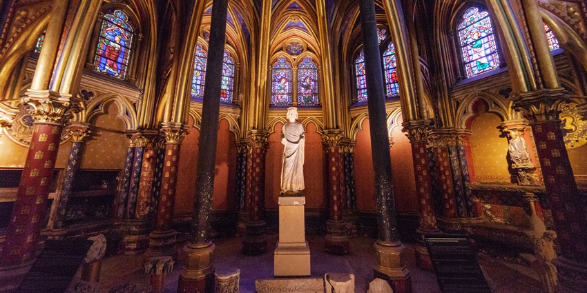 A view of Sainte-Chapelle is known for its stunning stained-glass windows and serenity.