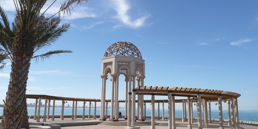 Bustling district known for shopping, dining, and seaside attractions, showing Kuwait nightlife.