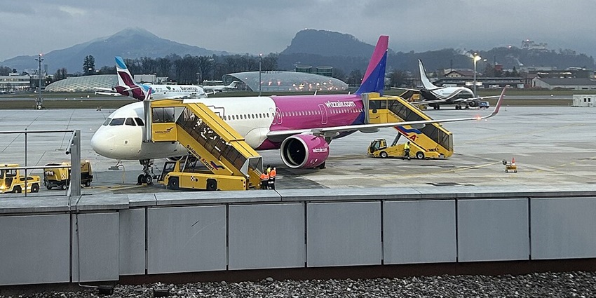 An image of an aerial view of Salzburg Airport, a famous airport in Austria
