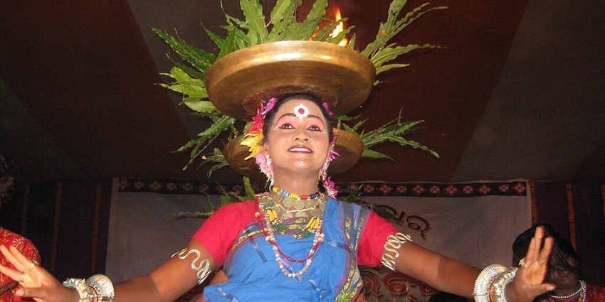 Songs and dances highlight the vibrant harvest festival of Odisha.