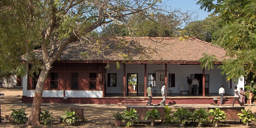Front view of Mahatma Gandhi's house at Sabarmati Ashram