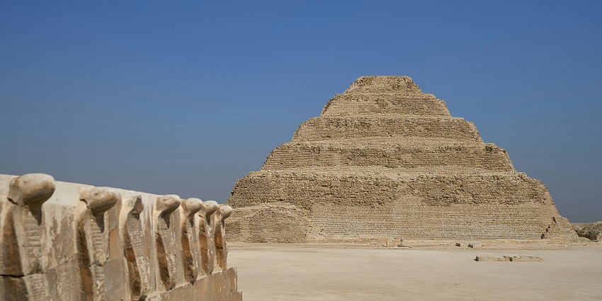 A stair-shaped pyramid at the Saqqara Necropolis - one of the best places to visit in Cairo.