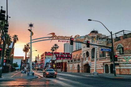 An image of a vibrant night view of The Strip in Las Vegas, Nevada - Shopping in USA