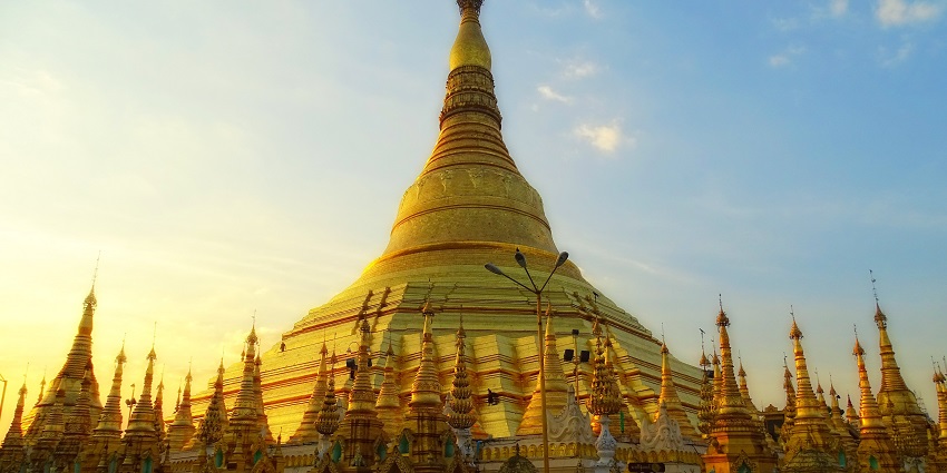 The majestic golden pagoda in Yangon, Myanmar, a spiritual landmark is a must-visit as per the Yangon travel guide.