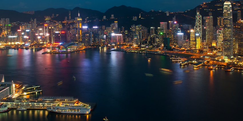 View from Sky-100 to Hong Kong island during the Hong Kong New Year party
