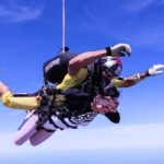 An image showing a breathtaking view of tandem skydiving, reminiscent of London Skydiving