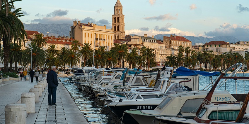 An image of the Split's Diocletian's Palace with the Adriatic Sea in the background.