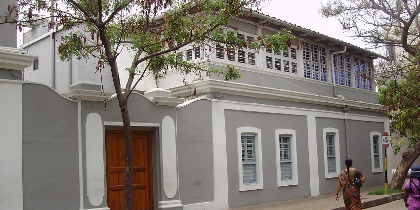 Outside the Sri Aurobindo Ashram in Pondicherry, built in the early twentieth century