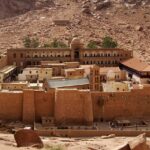 The structure of St Catherine's Monastery can be seen amidst the semi-deserted area