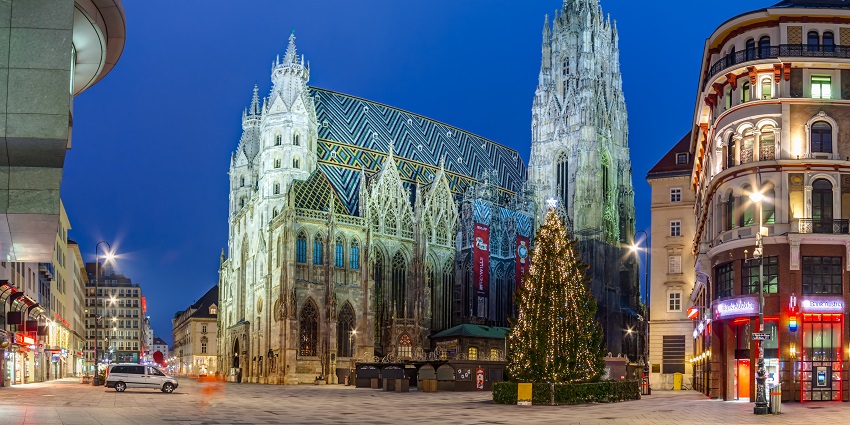 A picture of St. Stephen's Cathedral, a popular tourist destination in Vienna, Austria.