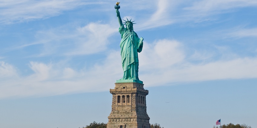 The Statue of Liberty with a clear sky in the background, a famous place near Fort Erie.